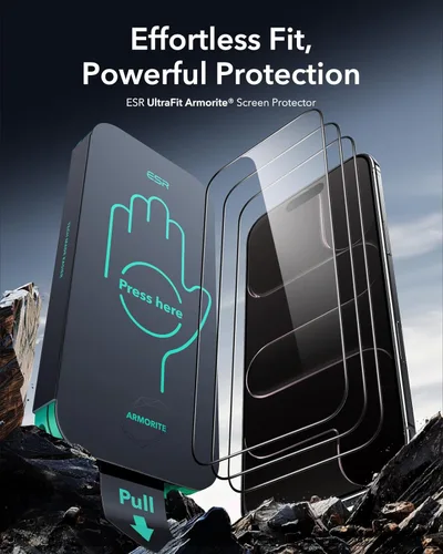 Miniatura 2 de ESR - Juego de 3 protectores de pantalla de vidrio templado 9H+ para iPhone Air, [grado militar a prueba de roturas], con tecnología antirreflejo