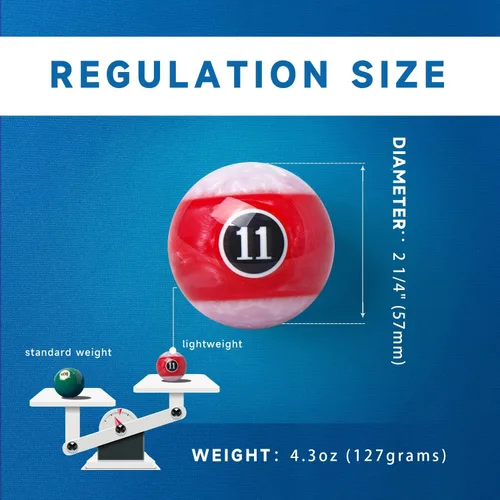 Miniatura 2 de GSE Games & Sports Expert - Juego de bolas de billar de 2 1/4 pulgadas de tamaño profesional reglamentario, juego estándar de 16 bolas para mesa