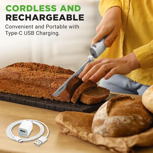 Miniatura 3 de NutriChef Cuchillo eléctrico inalámbrico Botón de seguridad fácil de usar con función constante de ENCENDIDO/APAGADO Para cortar pavo, carnes