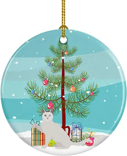 Miniatura 138 de Caroline's Treasures Adorno de cerámica con texto en inglés "Merry Christmas" para colgar en el árbol de Navidad, decoración para el hogar, Navidad