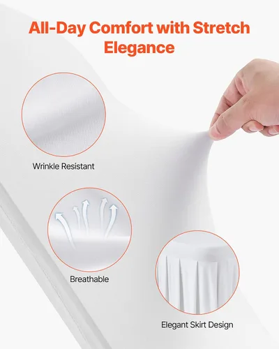 Miniatura 15 de VEVOR 150 fundas blancas para sillas de poliéster y elastano, fundas elásticas para bodas, fiestas, comedor, banquetes, sin pinzas, 150