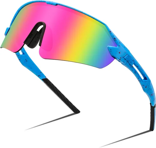 Miniatura 9 de FEISEDY Gafas de sol deportivas para hombres y mujeres, protección UV400 al aire libre, ciclismo, conducción, pesca, B2987 004 Negro Lente Espejo