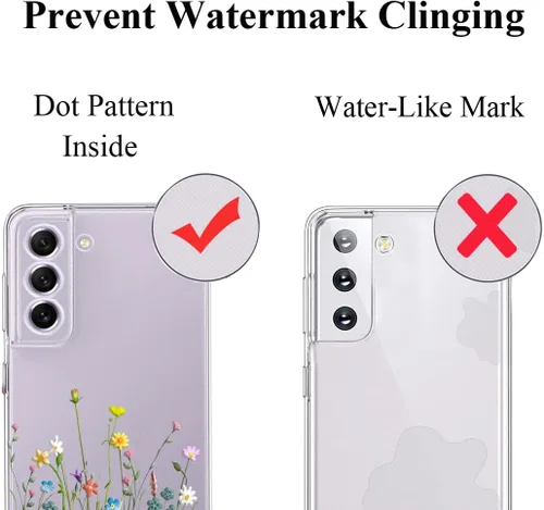 Miniatura 7 de Unov Funda compatible con Galaxy S21 FE funda transparente con diseño de TPU suave absorción de golpes, diseño delgado en relieve floral protector