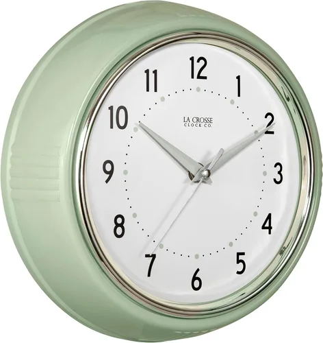 Miniatura 3 de La Crosse Reloj Retro Diner Light Pistachio Verde Silencioso Reloj de cuarzo de 9.5 pulgadas - 404-3024PH