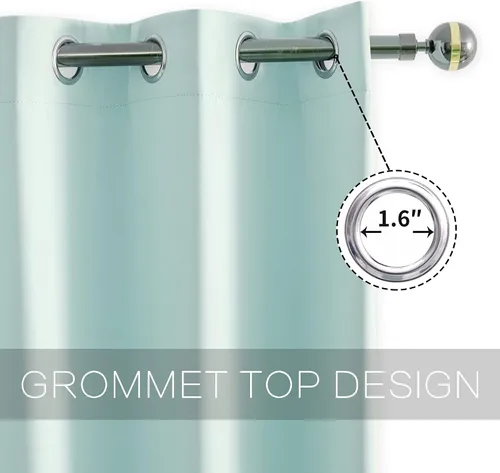 Miniatura 4 de YGO Cortinas Aqua de 54 pulgadas de largo para habitación de niños, cortinas opacas con aislamiento térmico para ventana pequeña y corta