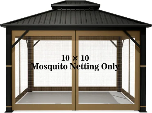 Miniatura 10 de Mosquitera Universal de Repuesto para Gazebo – Hugline 10' x 12' Pantalla de Malla para Exteriores, Cortinas Laterales de 4 Paneles con Cremallera