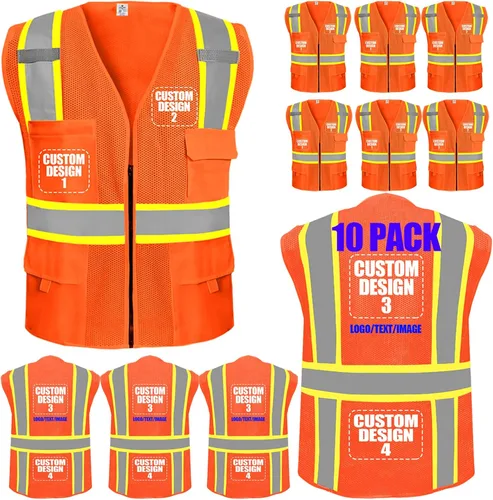 Miniatura 47 de Chalecos de seguridad con logotipo personalizado (S, M, L, XL, 2XL, 3XL, 4XL) Chalecos de seguridad reflectantes de alta visibilidad Clase 2