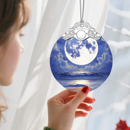 Miniatura 2 de Adorno de vitral, adorno de Navidad, adornos colgantes para decoración del hogar y adornos del árbol de Navidad, exquisita decoración navideña