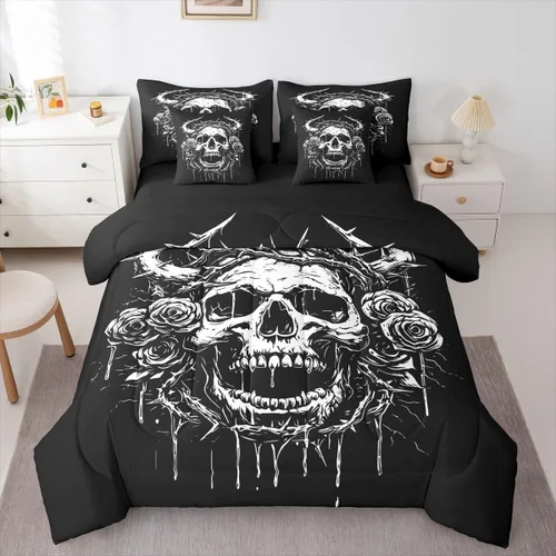 Miniatura 12 de Erosebridal Juego de edredón de 7 piezas con diseño de piano, cama Queen en una bolsa, juego de ropa de cama retro con notación musical de guitarra