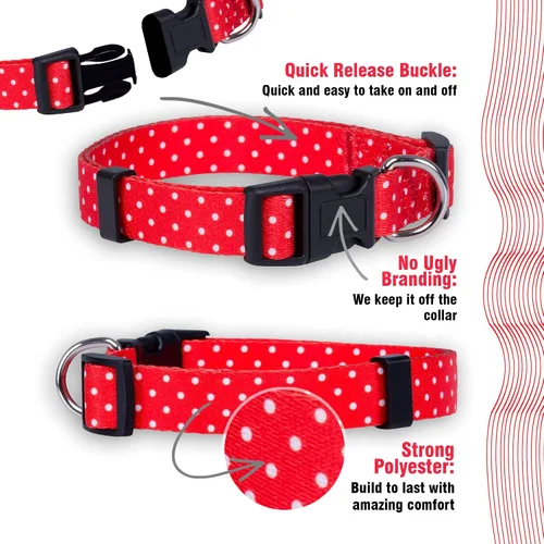 Miniatura 4 de Native Pup Collar de perro con lunares, ajustable para perros pequeños, medianos y grandes, tela bonita para niños y niñas
