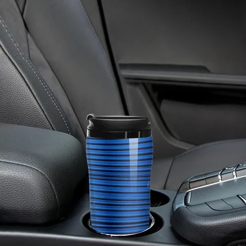 Miniatura 6 de Blue Corrugated Wall Art Coffee Cup Hot Coffee Travel Mug Reusable Iced Coffee Cups Double Heat Insulation Coffee Mug with Leak-Proof Lid Stylish