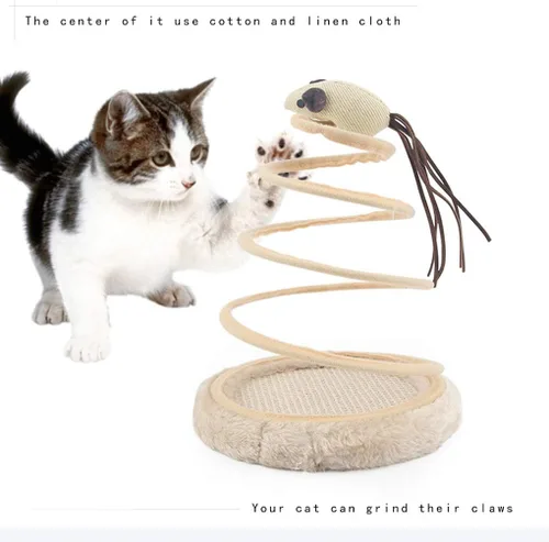 Miniatura 3 de Andiker Juguete interactivo para gatos, juguete de peluche con placa de resorte en espiral y divertida bola o ratón interactivo de acero inoxidable