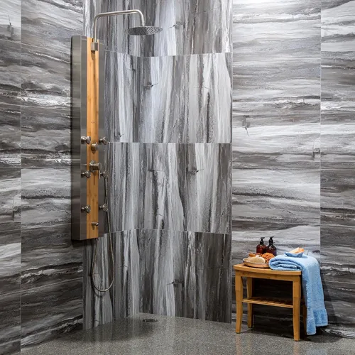 Miniatura 2 de Palisade 4.5 x 11.1 pulgadas Muestra de azulejos envolventes para ducha y bañera de granito Prado
