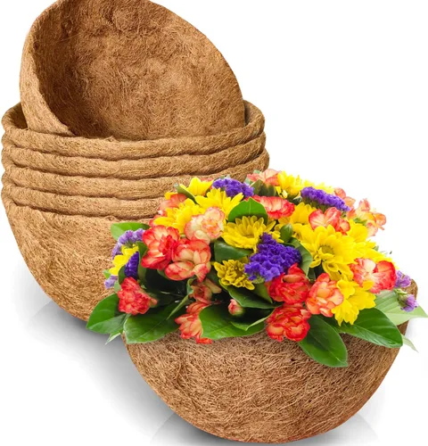 Miniatura 9 de TigeJoy 2 forros de fibra de coco de 12 pulgadas para cestas colgantes, inserto de maceta de fibra de coco 100% natural, forros redondos de coco