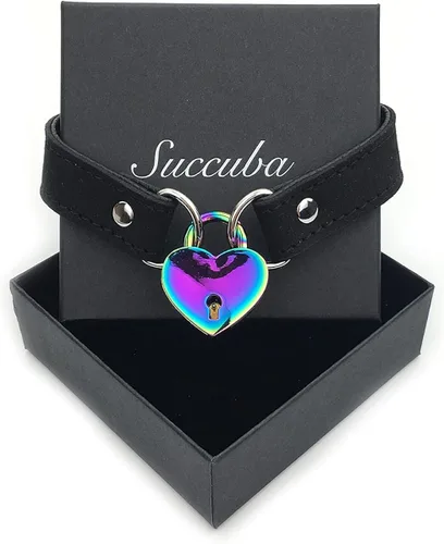 Miniatura 6 de Succuba Gargantilla con candado y llave de corazón para mujeres y hombres, Terciopelo, no conocido