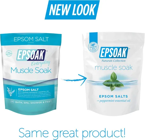 Miniatura 5 de Epsoak Muscle Soak - Bolsa de sal de Epsom resellable con aroma a menta de 2 libras, fabricada en los Estados Unidos, certificado libre de crueldad