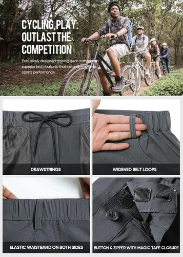 Miniatura 3 de Cycorld Mountain Bike-Pantalones cortos para hombre, acolchado de MTB para ciclismo holgado, forro de acolchado corto con bolsillos con cremallera