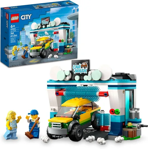 LEGO City Car Wash 60362 Juego de Juguetes de Construcción, Divertida Idea de Regalo para Niños de 6+ Años, Presenta Cepillos Lavadores Giratorios e