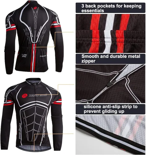 Miniatura 4 de Mens Soft Long Sleeve Breathable Bicycle Cycling Jersey Polyester Clothing Outdoor Sports Fall Autumn