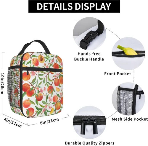 Miniatura 6 de Lonchera de durazno para adultos, niños, mujeres, hombres, bolsa de almuerzo de frutas, bolsa enfriadora, reutilizable, aislada, bolsa de almuerzo