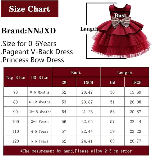 Miniatura 5 de NNJXD Baby Girl Princess Dress Bowknot Sequins Dresses