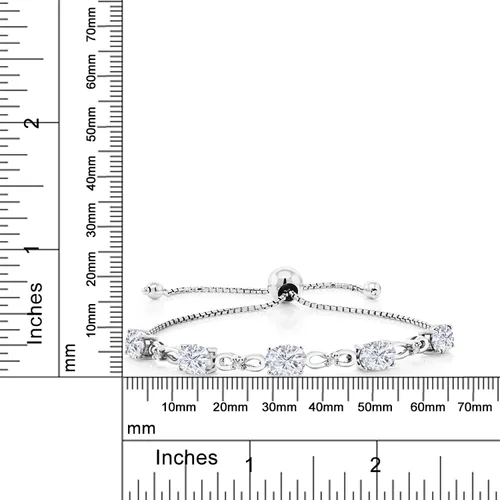 Miniatura 31 de Gem Stone King Pulsera de tenis de diamantes cultivados en laboratorio con piedra natal de 3-6 quilates para mujer, plata de ley 925, ovalada