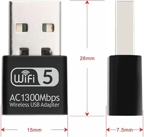 Miniatura 4 de Adaptador WiFi USB para PC, AC1300M USB WiFi Dongle 802.11ac Adaptador de red inalámbrica con doble banda 2.4GHz/5Ghz para computadora portátil