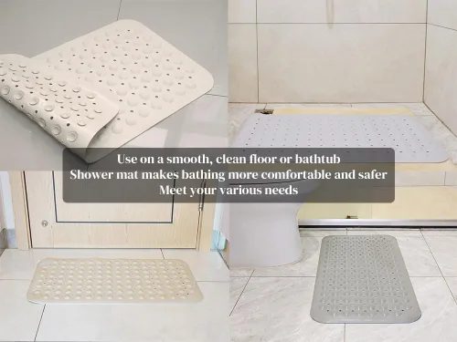 Miniatura 4 de Tapete antideslizante para bañera con ventosa y orificios de drenaje, tapete de baño para bañera, tapete de baño para bañera