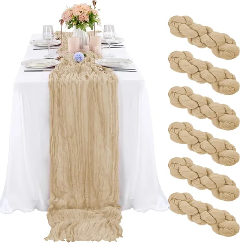 Miniatura 12 de 10 piezas de camino de mesa de estopilla en azul bebé 10 pies, camino de mesa de gasa para recepción de boda, despedida de soltera, fiesta
