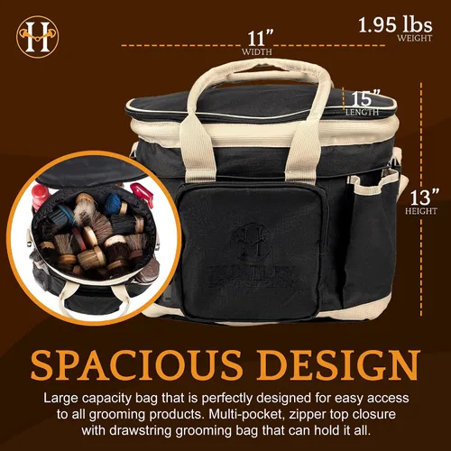 Miniatura 3 de Huntley Equestrian Bolsa de aseo de lujo perfectamente diseñada de fácil acceso con múltiples bolsillos con cierre superior de doble asa