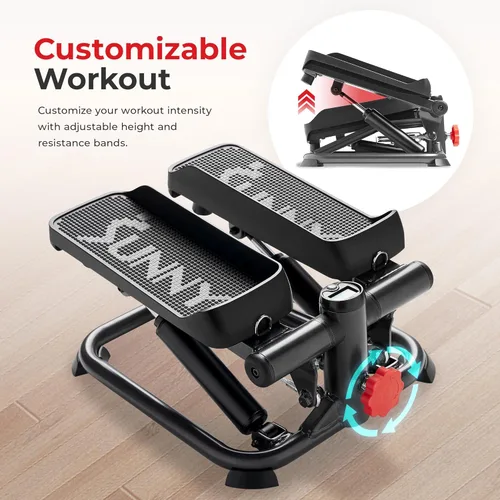Miniatura 5 de Sunny Health & Fitness Mini Steppers with Digital Monitor and Resistance Bands, Compact Low-Impact Cardio Machines for Home Workouts
