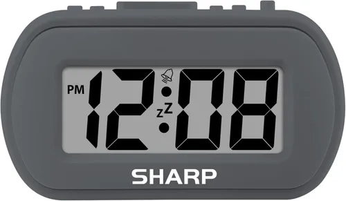 Miniatura 10 de Sharp Reloj despertador digital – Caja táctil con acabado de goma suave – Funciona con pilas – Retroiluminación azul bajo demanda – Alarma