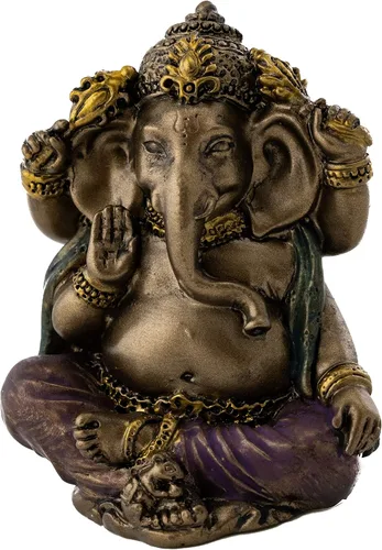 Top Collection Mini estatua de Ganesh – Escultura del Señor del Éxito de Ganesha en bronce fundido en frío de alta calidad con detalles de colores,