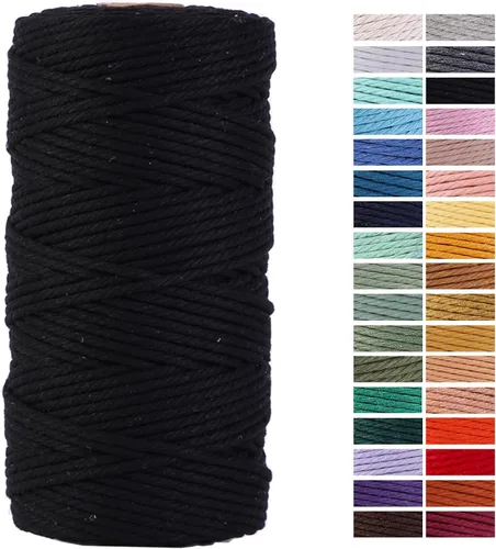 Miniatura 85 de Cuerda de Macramé Gris Claro 3mm x 109 Yardas, Cuerda de Algodón de Colores Cuerda para Manualidades Cuerda de Algodón Colorida para Colgar