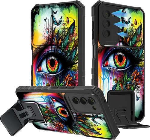 Miniatura 438 de Funda para Samsung Galaxy S22 Ultra 5G, Galaxy S22 Ultra con cubierta de cámara deslizante, funda resistente de doble capa con función atril Black