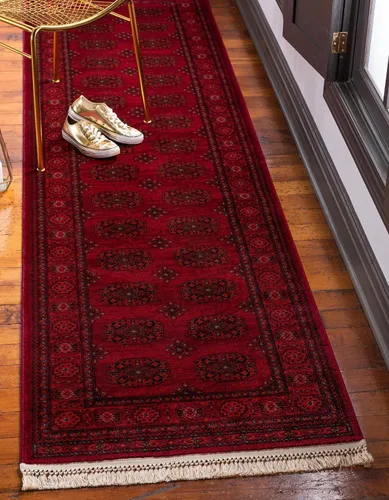 Unique Loom Tekke Collection - Alfombra de área - Khabour (2' 7" x 12' corredor rojo/negro)