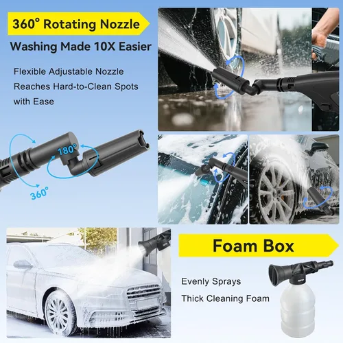 Miniatura 4 de Limpiador inalámbrico portátil con tanque: herramienta de limpieza eléctrica plegable, tanque de 3.4 galones, rociador ajustable de varios niveles