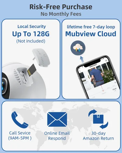Miniatura 7 de MUBVIEW - Cámaras de seguridad solar inalámbricas para exteriores, cámara de batería de 2K 360° PTZ para exteriores, cámara de seguridad WiFi 2.4Ghz