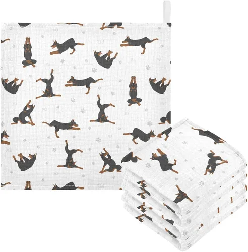 Miniatura 35 de Toallas de algodón para bebé, toallas de baño unisex para recién nacidos, toallitas naturales para piel delicada, 11.8 x 11.8 pulgadas, paquete de 5