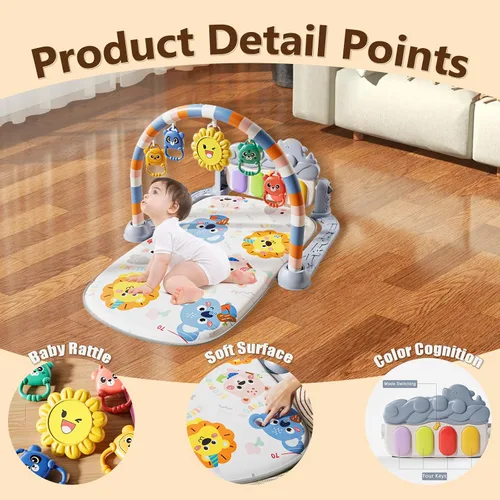 Miniatura 3 de Gimnasios de ALB Alive Lovely Baby, tapete para centro de actividades musicales, gimnasio de piano para bebés, tapete acolchado con música y luces