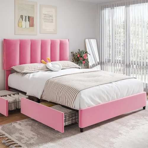 Miniatura 25 de VECELO - Base de cama tamaño individual con cabecera tapizada, plataforma con soporte de listones de madera de alta resistencia, no necesita somier