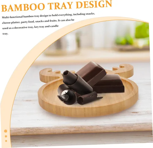 Miniatura 4 de Angoily Bandeja de madera para servir de Navidad, cornamentas de reno, bandeja para sushi sashimi, bandeja para aperitivos, postres, dulces