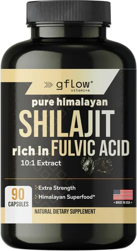 gflow vitamins Shilajit Rico en ácido fúlvico y más de 85 minerales traza | Suplemento de máxima potencia para combatir la fatiga | Fabricado en los