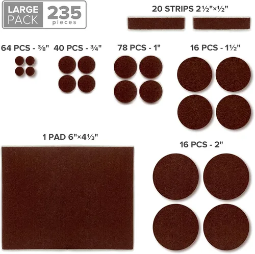 Miniatura 5 de Almohadillas de fieltro X-PROTECTOR para muebles, 235 piezas de alta calidad, los mejores protectores de piso de madera para proteger tu suelo
