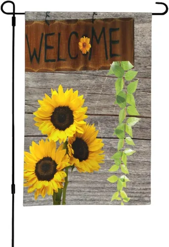 Miniatura 12 de Bandera de jardín con patrón de flores de girasol amarillo, rojo y azul rosa, floral, margarita blanca, flor morada, poliéster de doble cara