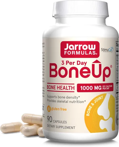 Jarrow Formulas BoneUp Tres por día, 90 cápsulas, 30 porciones, para apoyo óseo y nutrición esquelética, incluye vitamina D3, K2 de origen natural