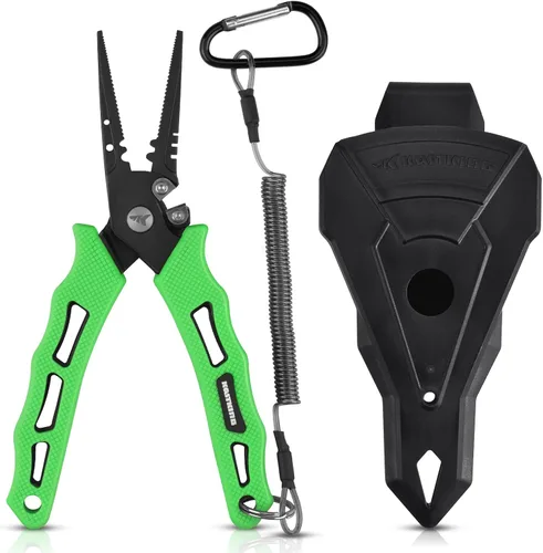 Miniatura 13 de KastKing Cutthroat - Alicates de pesca de 7 pulgadas con anillo dividido, herramientas de pesca de acero inoxidable 420, equipo de pesca resistente