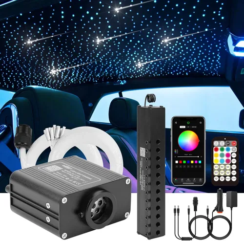 Miniatura 12 de CHINLY Twinkle - Kit de 150 piezas de luces de fibra óptica Starlight Headliner de 6.5 pies y 0.03 pulgadas, modo música, control remoto por