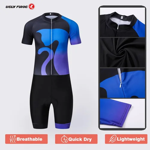 Miniatura 3 de UGLY FROG Traje de triatlón para hombre de manga corta Jersey de piernas cortas Skinsuit Tri Kit Ciclismo Skinsuit Team Bike Ropa