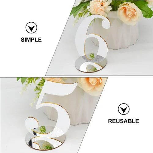 Miniatura 9 de NUOBESTY 10 piezas de acrílico para números de mesa, elegantes tarjetas de números de asiento de boda, reutilizables, decoración de mesa